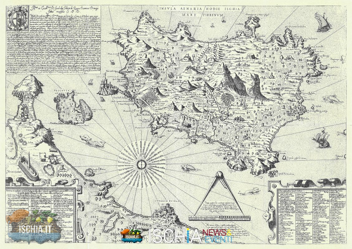 Cartina dell'isola d'Ischia incisa da Mario Cartaro